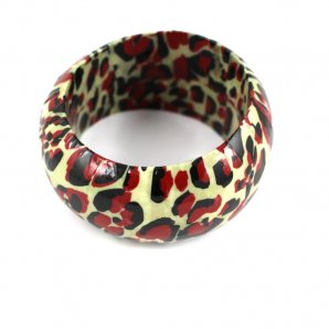Leopard Print Bangle, Crimson