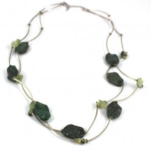 Curved Stone Necklace, Myrtle Green