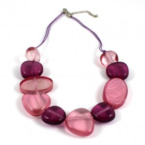 Resin Necklace/Pansy Purple/Orchid Pink