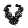 Fabric Floral Necklace, Black