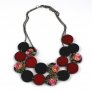 Disc Necklace, Black/Carmine Red