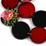 Disc Necklace, Black/Carmine Red